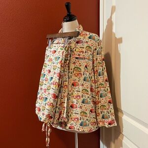 Mahogany Women’s Happy Camper 100% Cotton Camp Novelty Matching Pajama Set